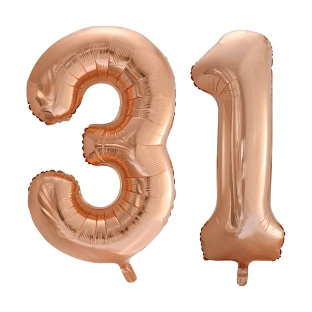 Folieballon 31 jaar Rosé Goud 86cm