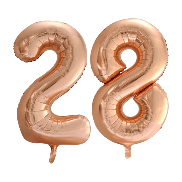 Folieballon 28 jaar Rosé Goud 86cm