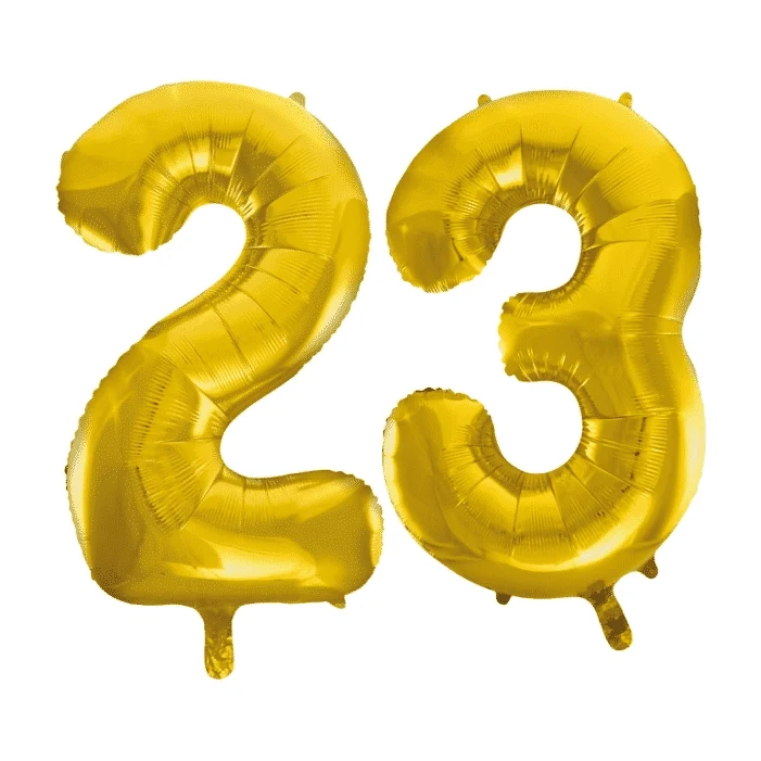 Folieballon 23 jaar Goud 41cm