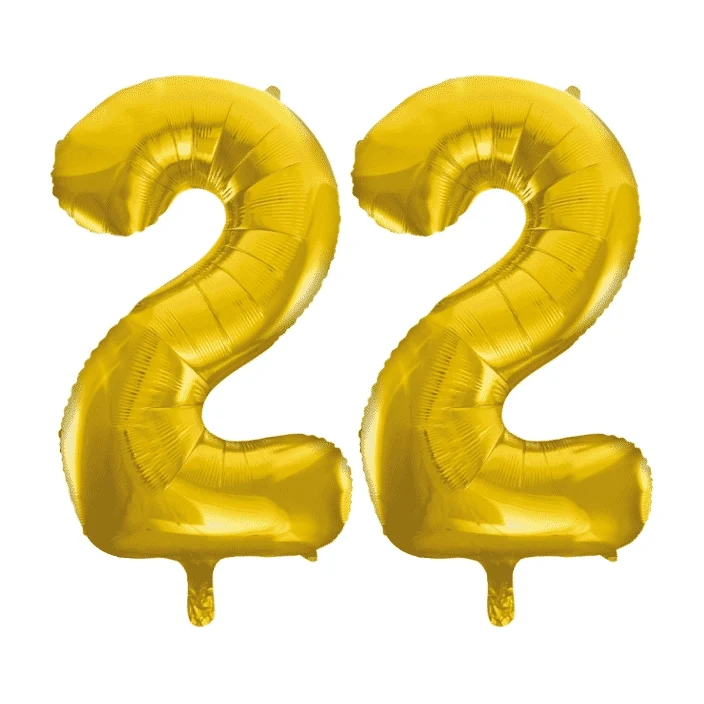 Folieballon 22 jaar Goud 41cm