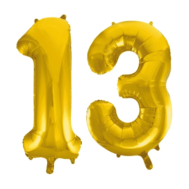 Folieballon 13 jaar Goud 41cm