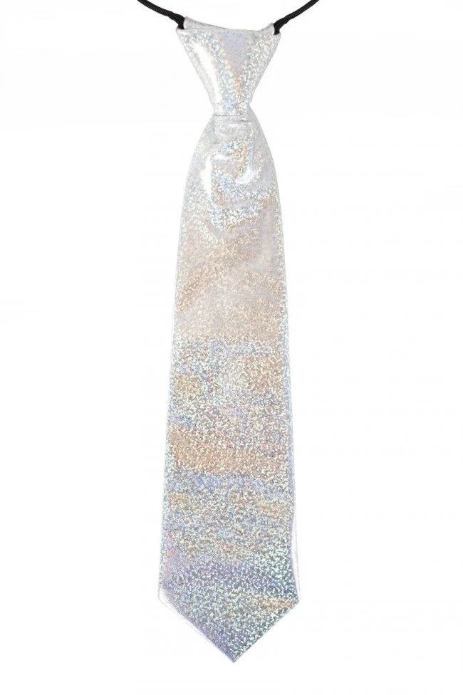 Stropdas glitter zilver hologram
