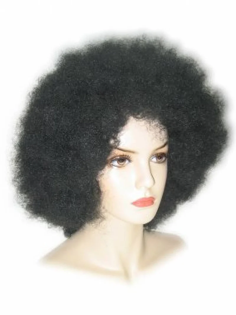 Zwarte afro krulpruik