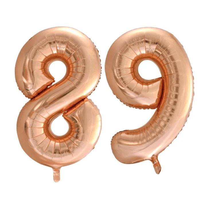 Folieballon 89 jaar Rosé Goud 86cm