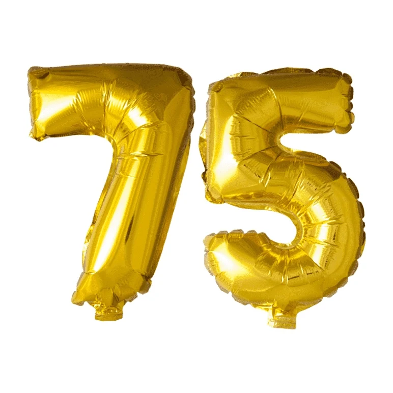 Folieballon 75 jaar Goud 41cm