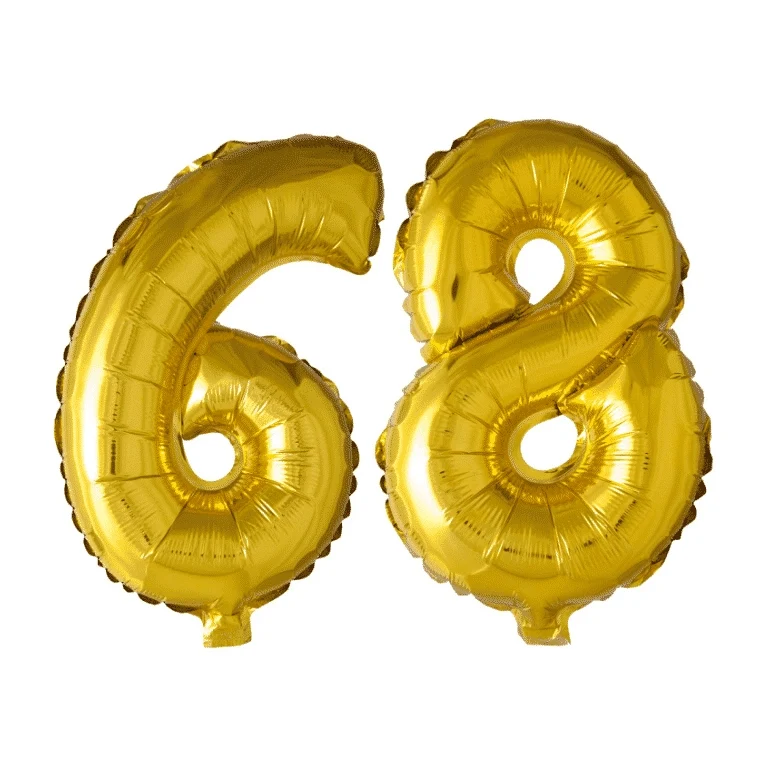 Folieballon 68 jaar Goud 41cm