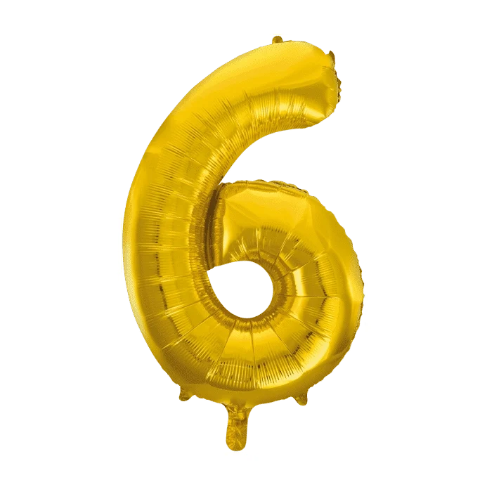 Folieballon 6 jaar Goud 41cm
