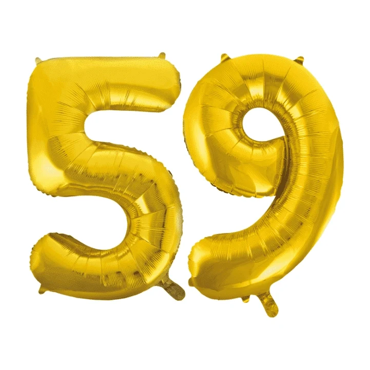 Folieballon 59 jaar Goud 41cm