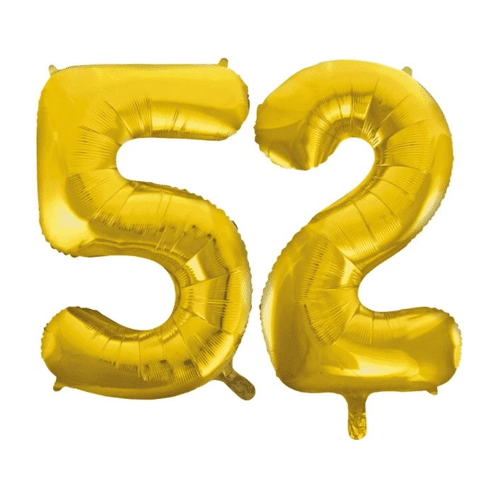 Folieballon 52 jaar Goud 41cm