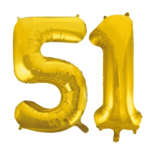 Folieballon 51 jaar Goud 41cm