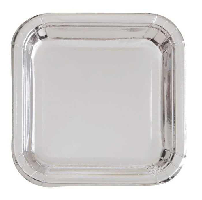 Gebaksbordjes Zilver Vierkant - 8 Stuks