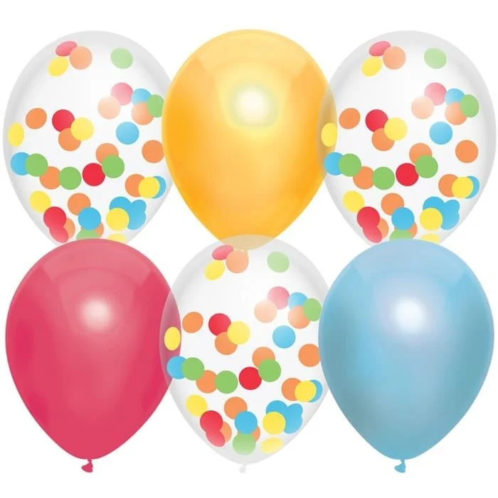 Ballonnen Mix Regenboog Confetti - 6 Stuks