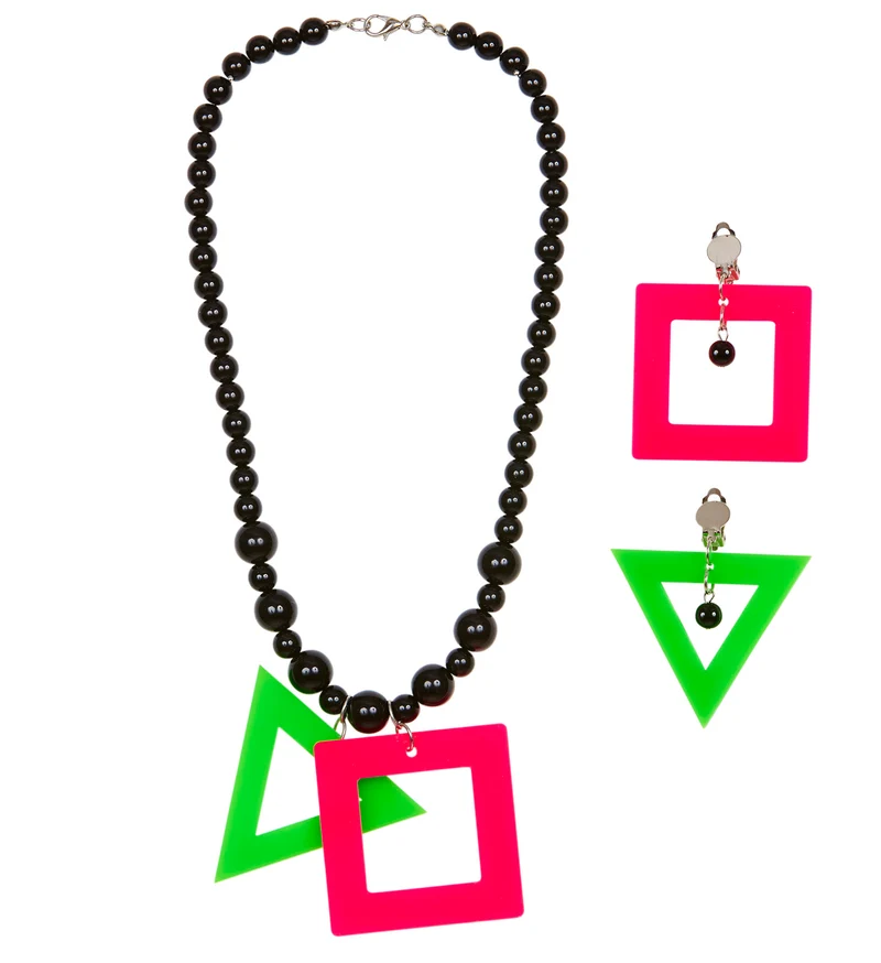 Disco ketting met oorbellen neon
