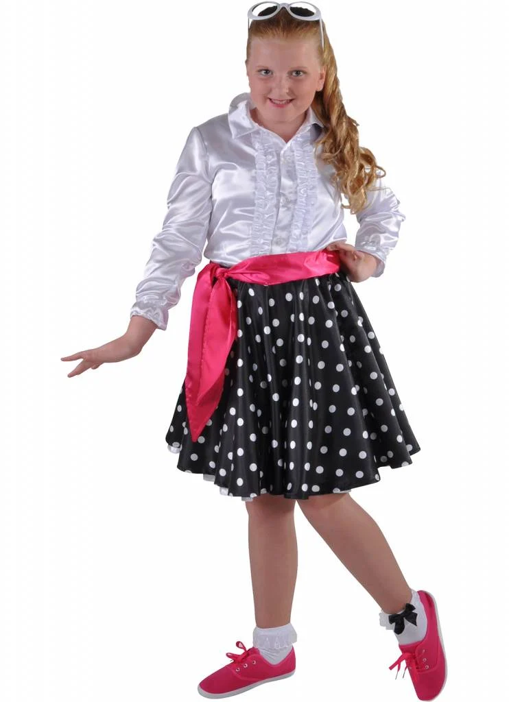 Rock en Roll rokje Grease kind zwart elite