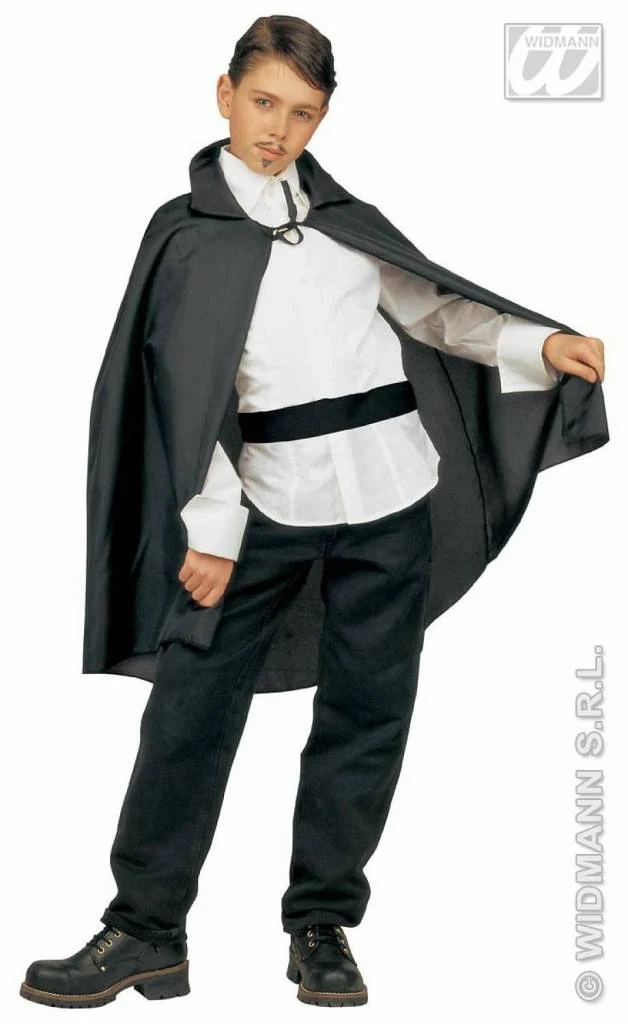 Zwarte cape kind 90cm