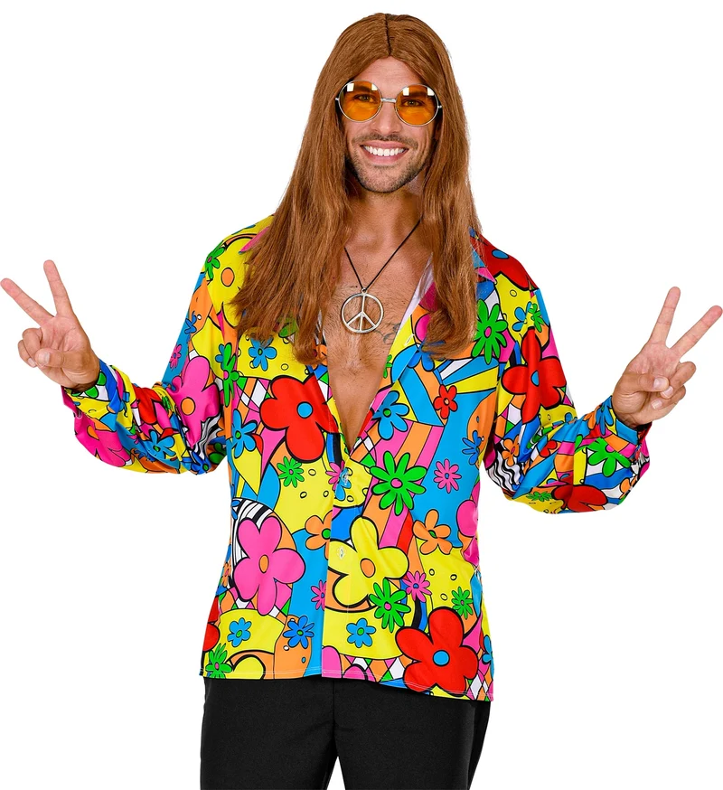 Hippie blouse bloemen heren