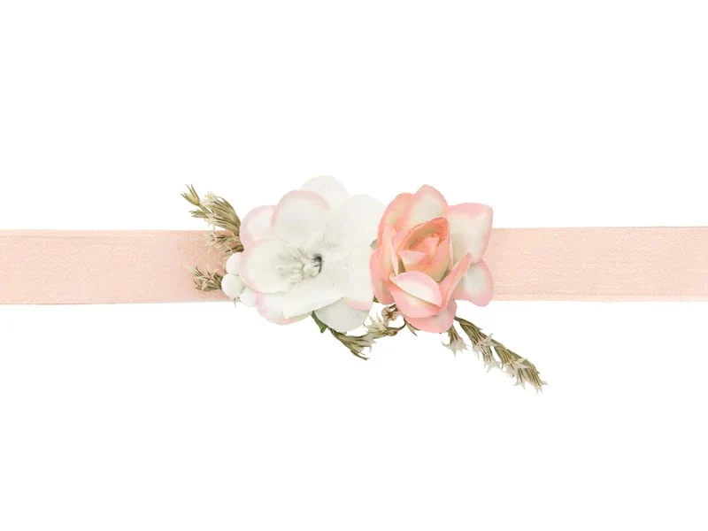 Corsage Bruiloft Bloemen Peach/Wit