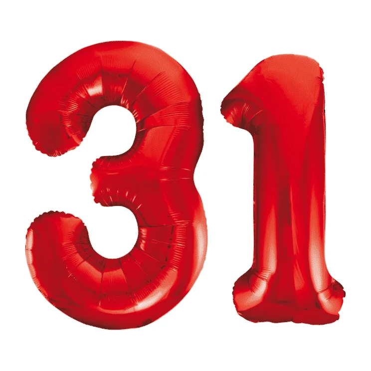 Folieballon 31 jaar rood 86cm