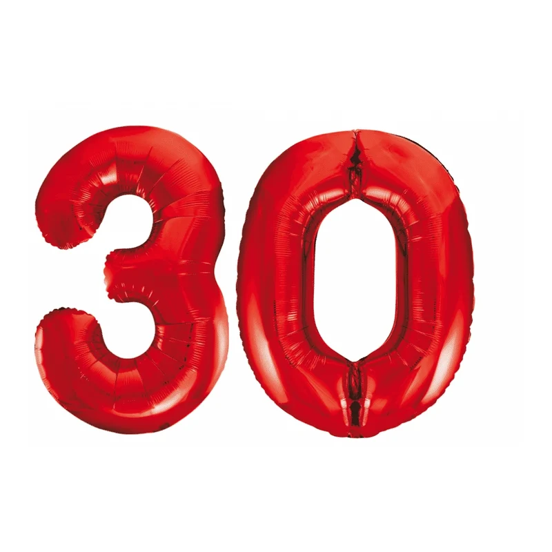 Folieballon 30 jaar rood 86cm