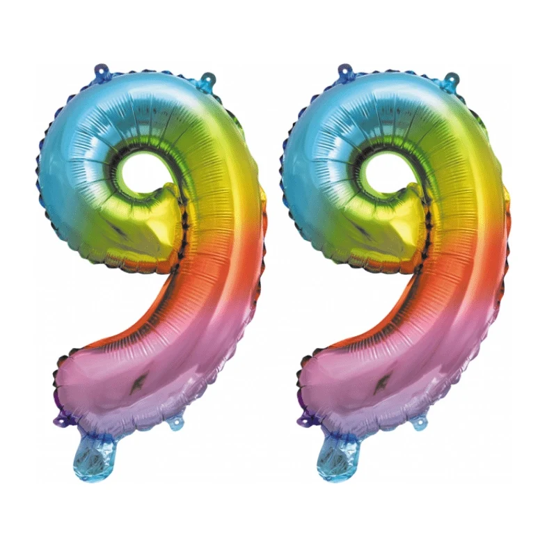 Folieballon 99 jaar Regenboog 86cm