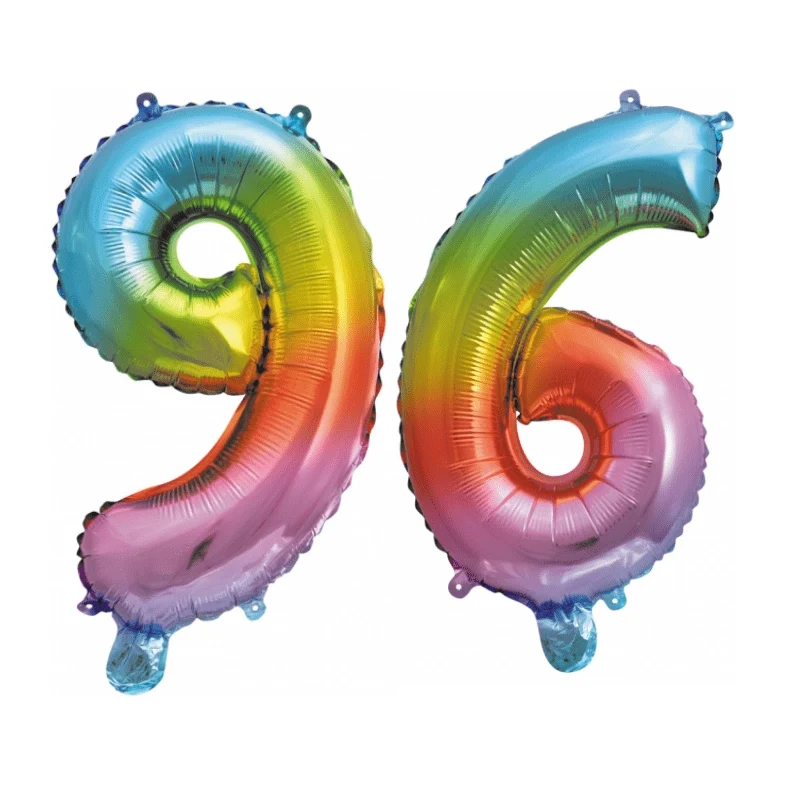 Folieballon 96 jaar Regenboog 41cm