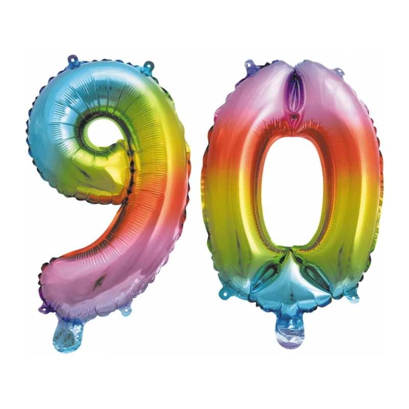 Folieballon 90 jaar Regenboog 86cm