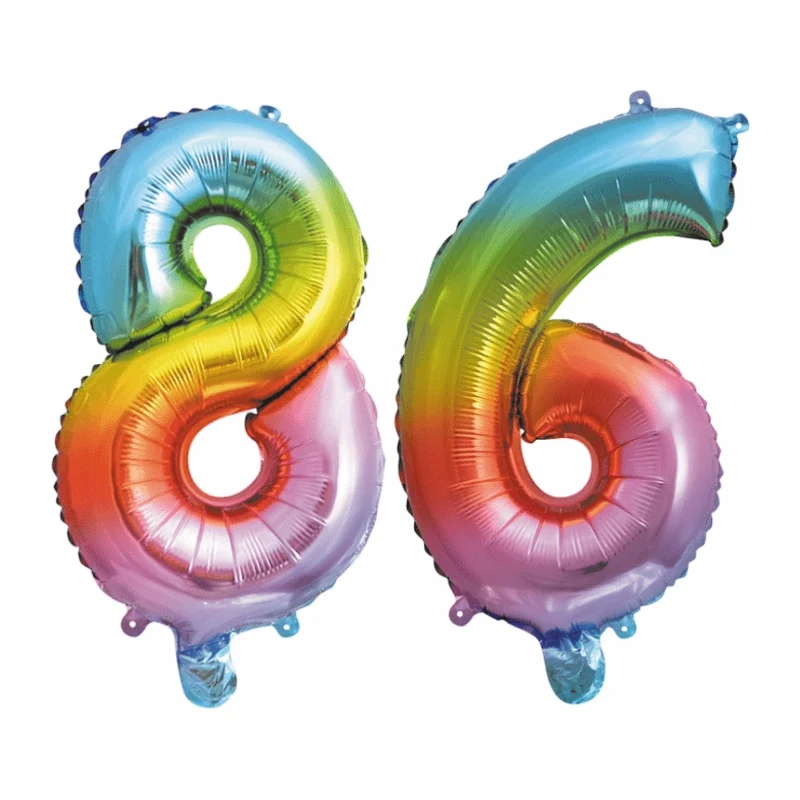Folieballon 86 jaar Regenboog 41cm
