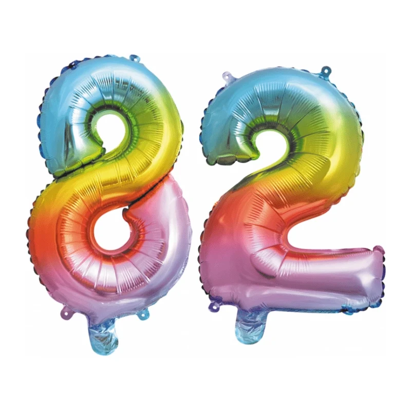 Folieballon 82 jaar Regenboog 41cm