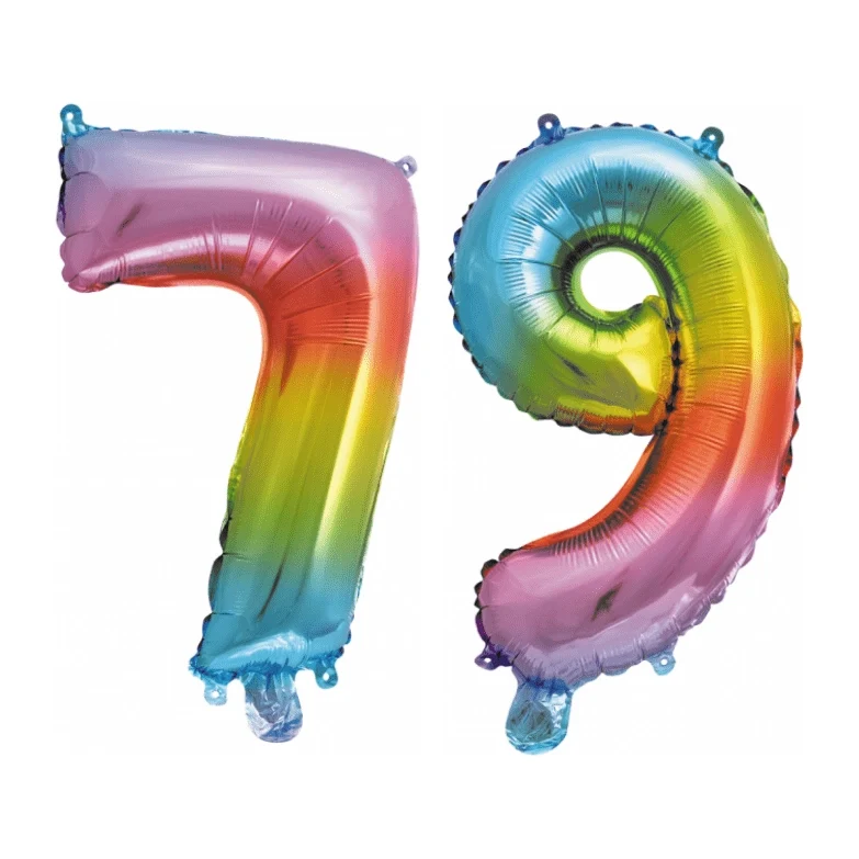 Folieballon 79 jaar Regenboog 86cm