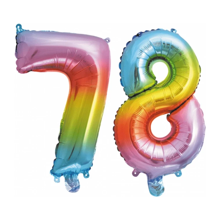 Folieballon 78 jaar Regenboog 86cm