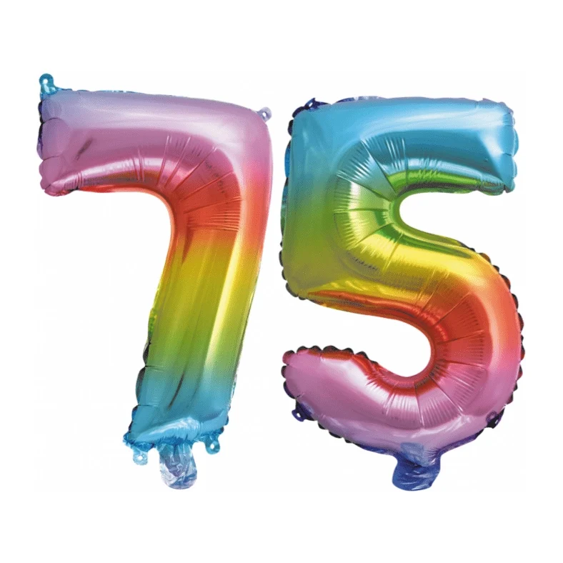 Folieballon 75 jaar Regenboog 86cm