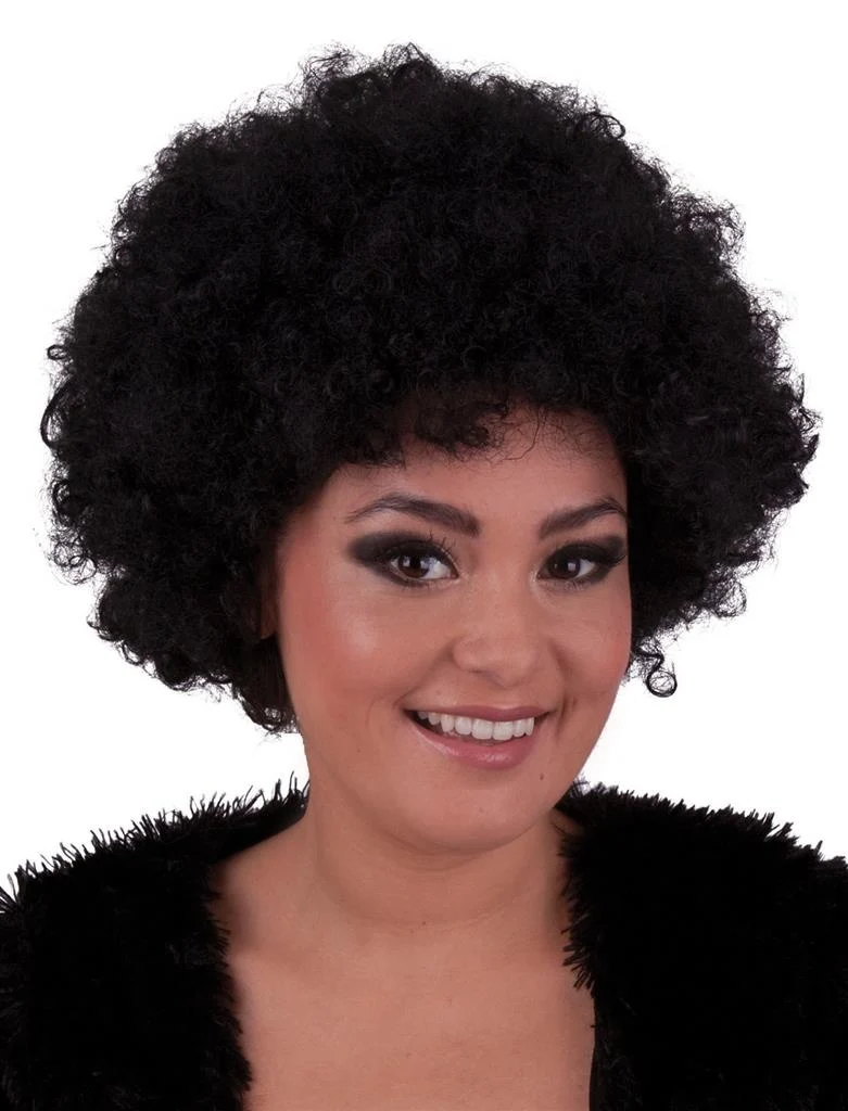 Zwarte afro pruik met krullen