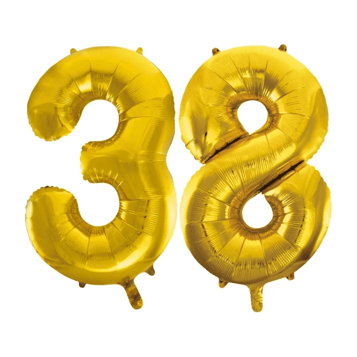 Folieballon 38 jaar Goud 41cm