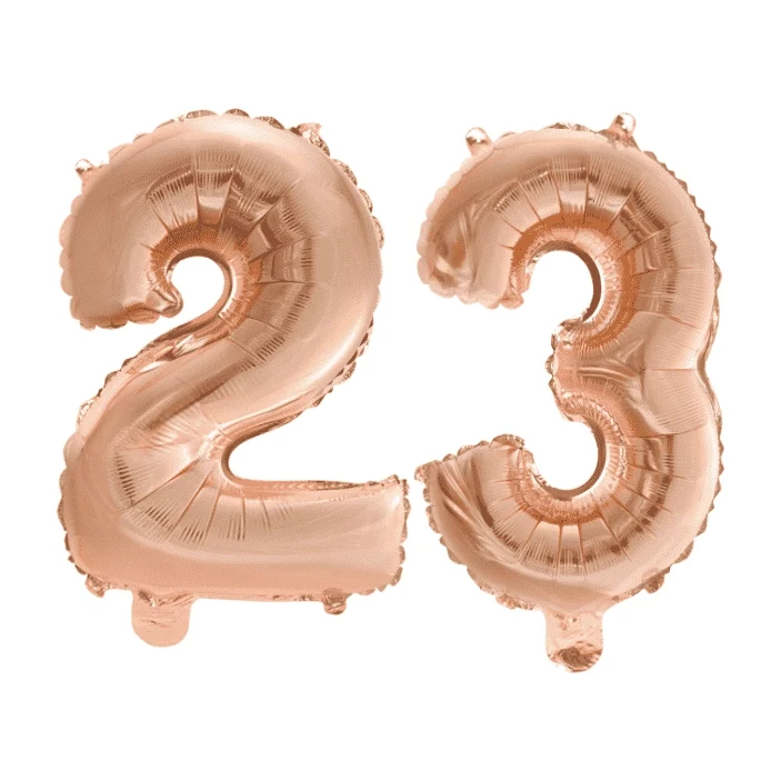 Folieballon 23 jaar Rosé Rosé Goud 41cm