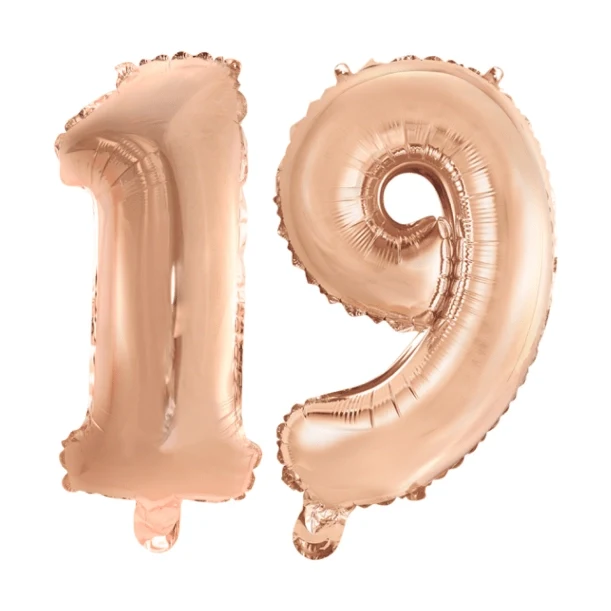 Folieballon 19 jaar Rosé Rosé Goud 41cm