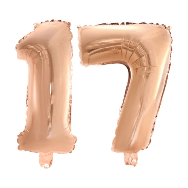 Folieballon 17 jaar Rosé Rosé Goud 41cm