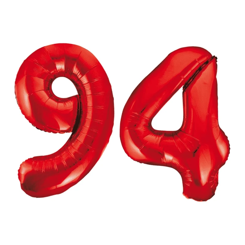 Folieballon 94 jaar rood 86cm