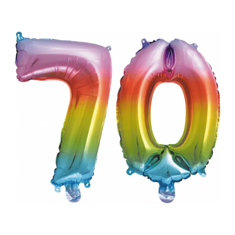 Folieballon 70 jaar Regenboog 41cm