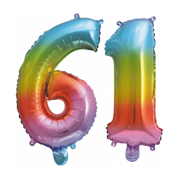Folieballon 61 jaar Regenboog 86cm