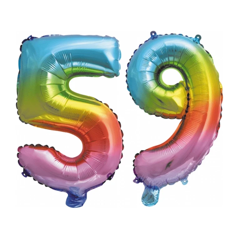Folieballon 59 jaar Regenboog 41cm