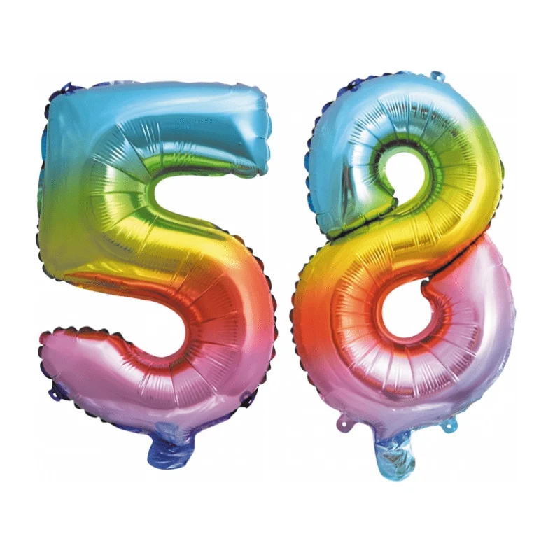 Folieballon 58 jaar Regenboog 41cm