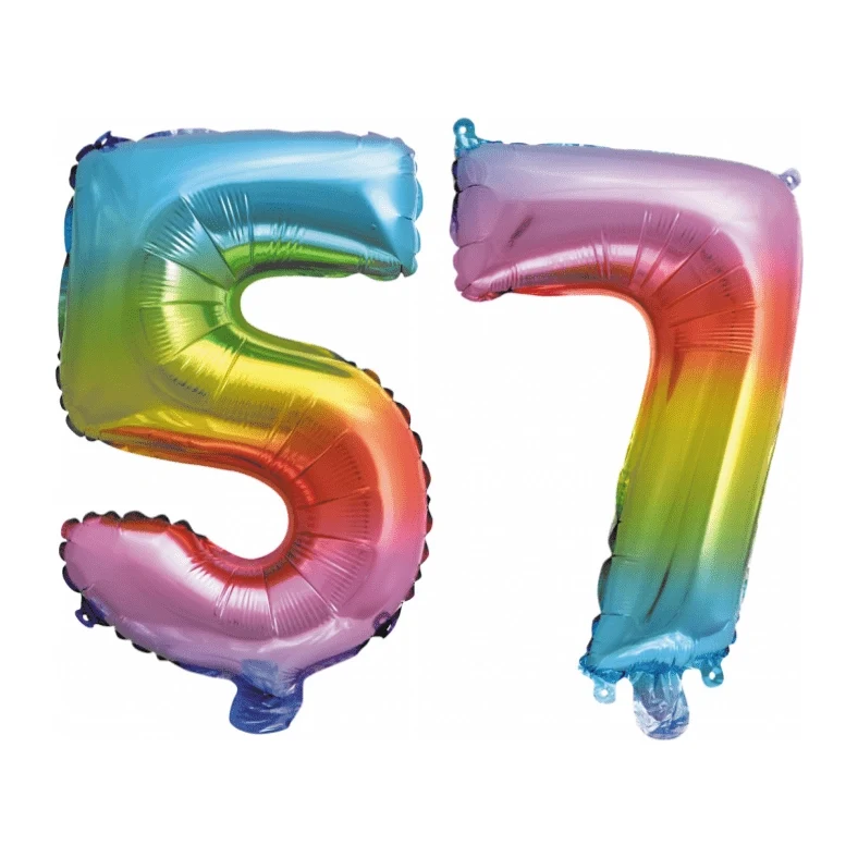 Folieballon 57 jaar Regenboog 41cm