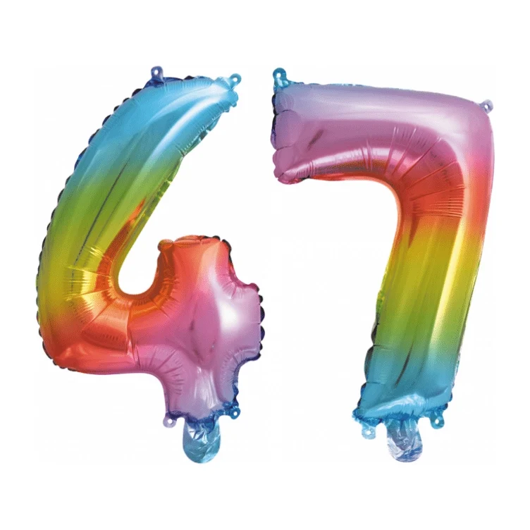 Folieballon 47 jaar Regenboog 86cm