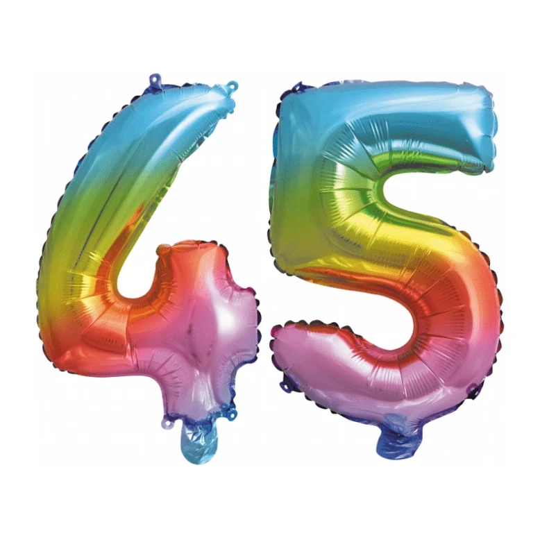 Folieballon 45 jaar Regenboog 41cm