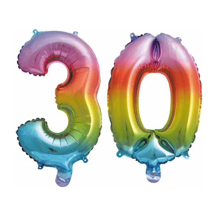 Folieballon 30 jaar Regenboog 41cm