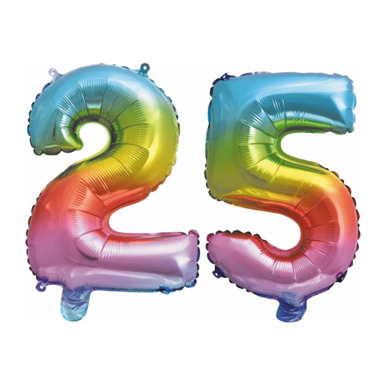 Folieballon 25 jaar Regenboog 41cm