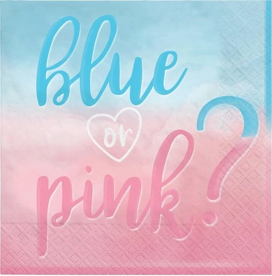 Servetten Gender Reveal 'Blue Or Pink' (16st)