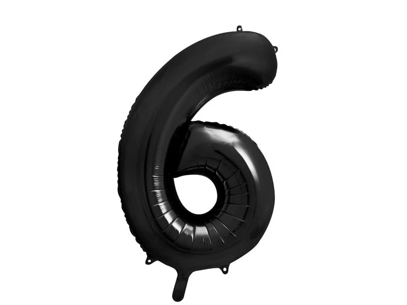 Folieballon Cijfer 6 Zwart (86cm)