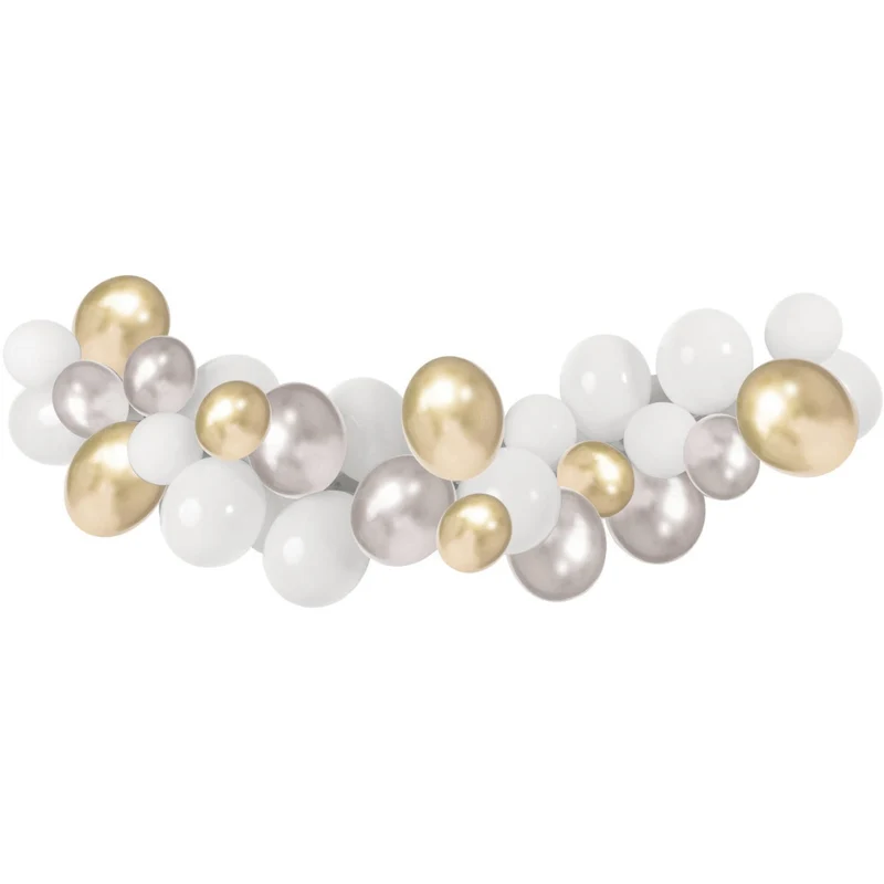Ballonboog Set Bruiloft Wit/Goud/Zilver (3m)