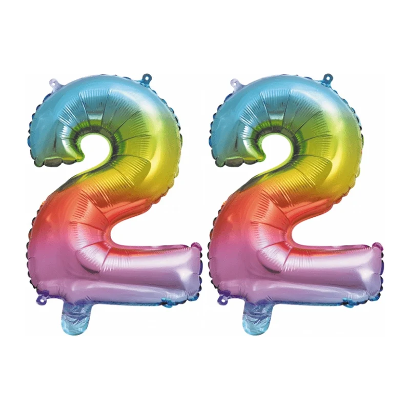 Folieballon 22 jaar Regenboog 41cm
